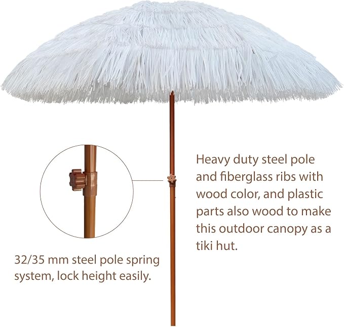AMMSUN 7.5ft Hula Thatched Hawaiian Tiki Patio Beach Umbrella - Image 3