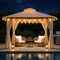 8'x8' Outdoor Gazebo with 50FT String Lights, Metal Heavy Duty Patio Canopy by LAUSAINTHOME