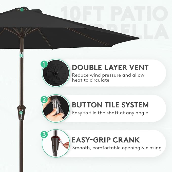 JEAREY 10 ft Outdoor Patio Umbrella w/Tilt and Crank - Image 2