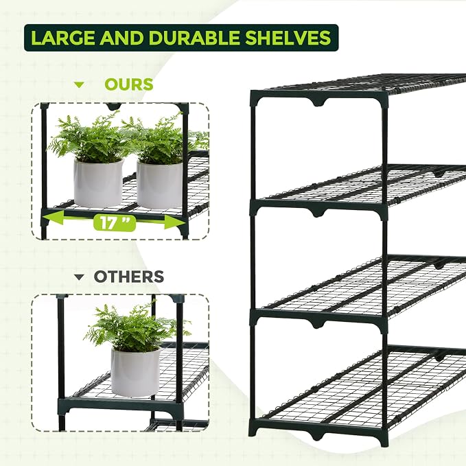 EAGLE PEAK Greenhouse Shelving Staging Double 4 Tier, Outdoor/Indoor Plant - Image 5