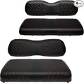Golf Cart Seat Covers Front and Rear for Club Car DS 2000.5+ Standard Seat Cushion, EZGO Vinyl Leather Seat Cover Set Replacement Accessories, No Staples, Black(4 PCS)