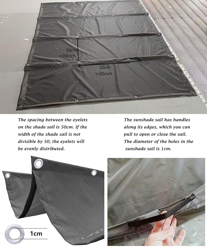 Retractable Wave Sun Shade Cloth 3' x 5' Sun Shade Sail Waterproof Polyester - Image 4