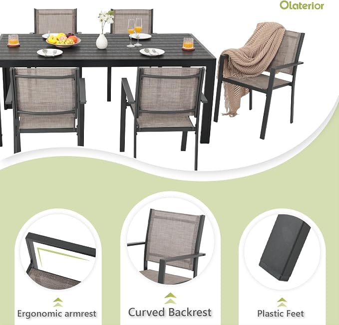 Patio Dining Chairs, All-Weather Textilene Outdoor Dining Chair Set of 4 - Image 6
