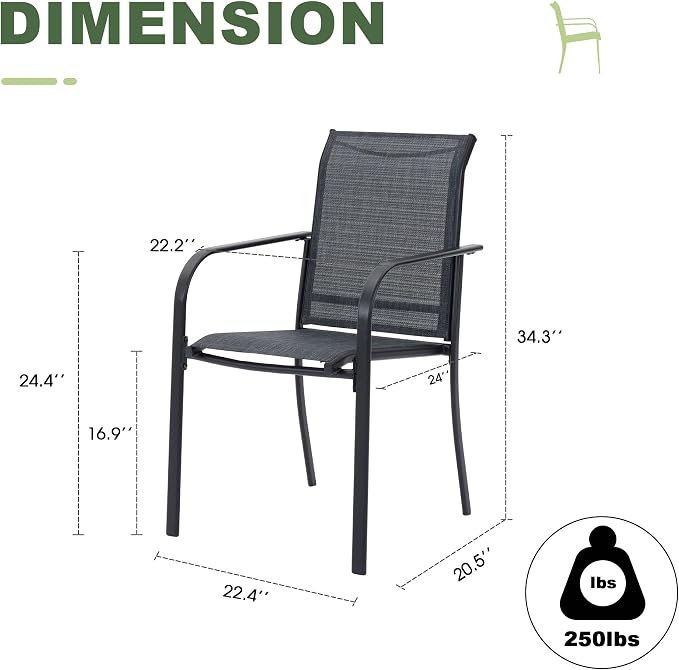 Outdoor Chairs Set of 2, Stackable Patio Dining Chairs - Image 2