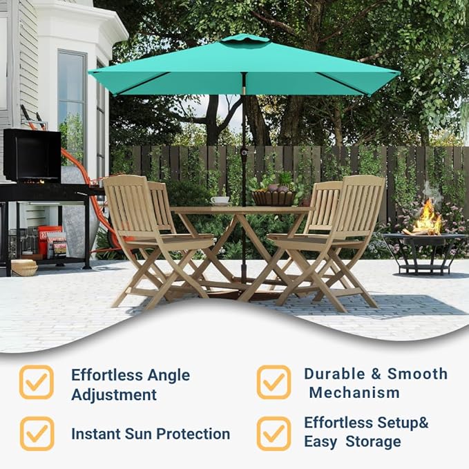 6.5' x 10' Rectangular Patio Umbrella Large Outdoor Market Umbrella w/ UV - Image 5