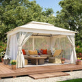 10'x12' Outdoor Gazebo, Metal Frame Heavy Duty Patio Canopy Tent Shelter by LAUSAINTHOME
