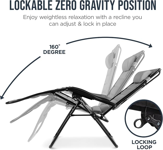 Best Choice Products Oversized Padded Zero Gravity Chair w/Canopy Headrest Cup - Image 7
