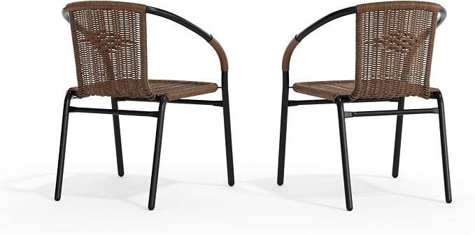 Flash Furniture Lila Modern Rattan Indoor/Outdoor Stackable Dining Chairs - Image 10