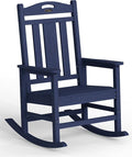 Oversized Outdoor Rocking Chair, HDPE Patio Rockers, Deep Navy Blue | High Back by CIOKEA