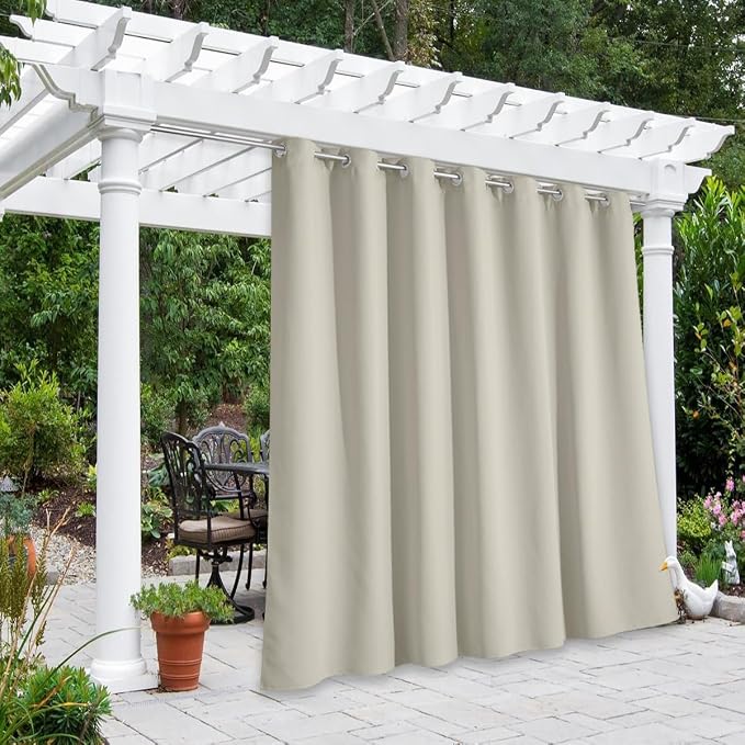 NICETOWN Outdoor Curtains for Patio W100 x L95 inch 2 Pieces, Sun Blocking - Image 7