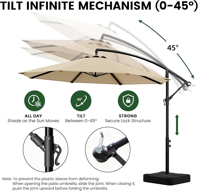 10FT Cantilever Offset Outdoor Patio Umbrella - Image 7