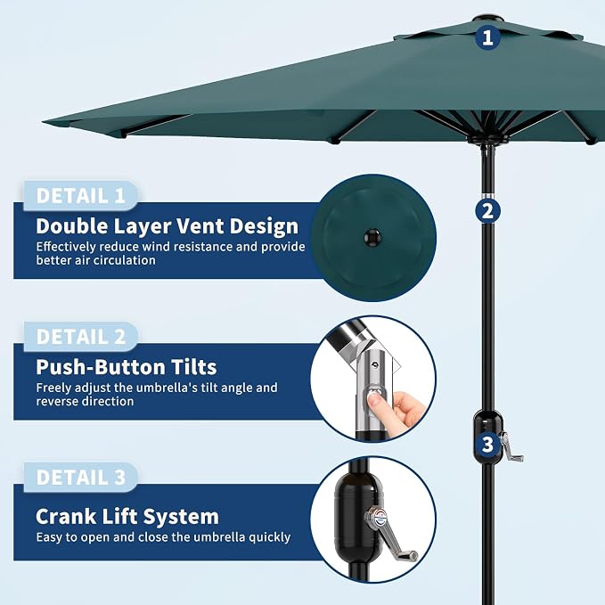9FT Patio Umbrella Outdoor - Image 2
