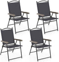 GIANTEX Set of 4 Patio Folding Chairs, Outdoor Patio Dining Chairs w/Armrest by Giantex