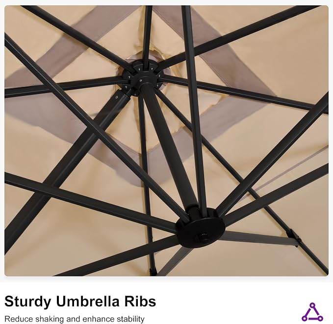 PURPLE LEAF Patio 11.5' x 11.5' Telescopic Umbrella - Image 8