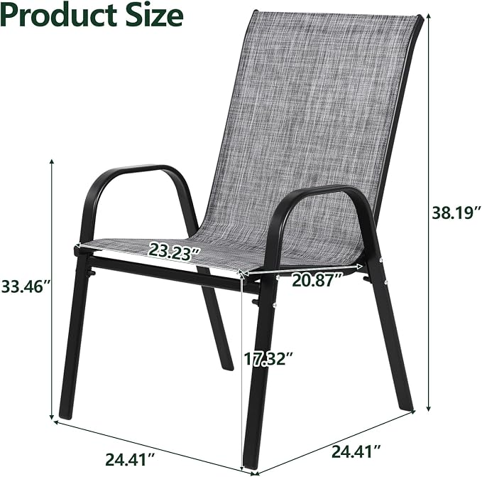 Majnesvon Outdoor Patio Chairs Set of 8, Stackable Patio Chairs, Front Porch - Image 2