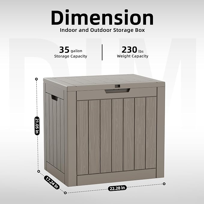35 Gallon Outdoor Storage Box, Lockable Waterproof Deck Box - Image 2