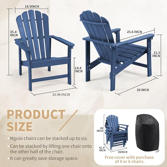 Oversized Stackable Adirondack Chair, HDPE All-Weather Fire Pit Chair | - Image 3