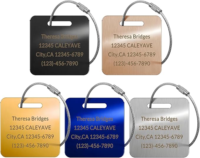 (5 Pack) Custom Personalized Luggage Tags-Customized Unique tag for Suitcase Backpack Travel,Bags (Hexagon (2 × 2))