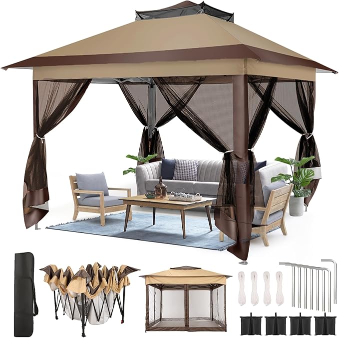 COBIZI 11x11 Pop Up Gazebo Canopy Tent Outdoor Gazebo Waterproof Upgrade Easy by COBIZI
