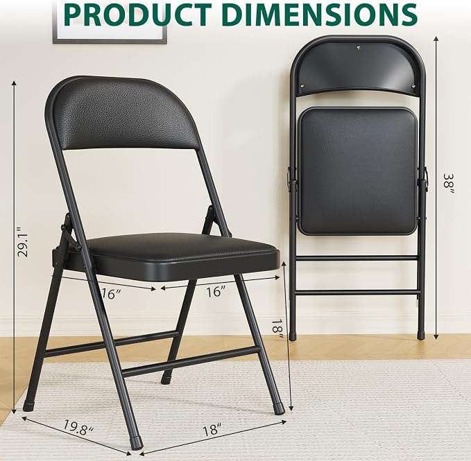10 Pack Padded Folding Chairs, Portable Metal Foldable Chairs - Image 3