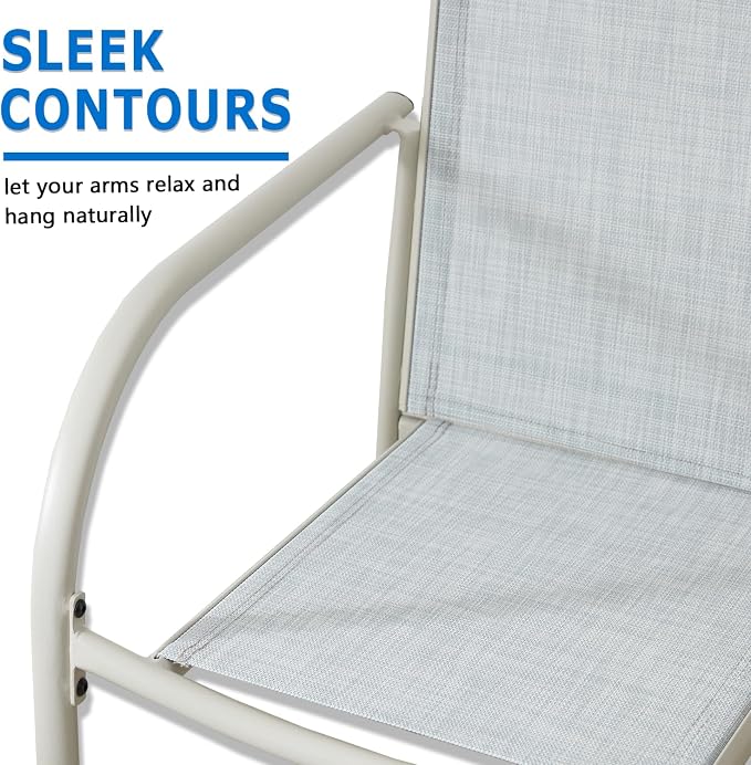 Outdoor Dining Chairs Set of 8, Stackable Patio Chairs - Image 5