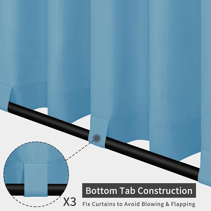 Easy-Going Outdoor Patio Curtains 2 Panels, 54x120 inch, Sky Blue | Privacy - Image 3