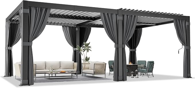 Airwire 12'x20' Louvered Pergola Aluminum Frame Gray | Outdoor Pergola - Image 8