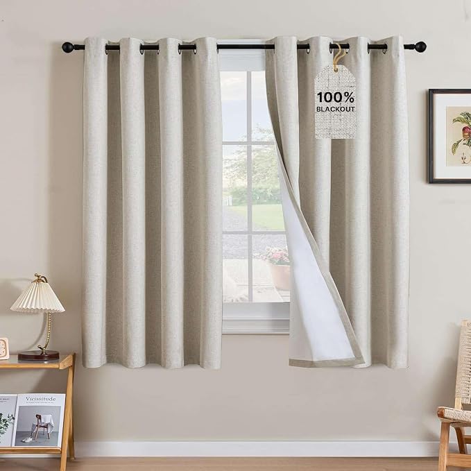H.VERSAILTEX Linen Curtains 100% Blackout Curtains by HVERSAILTEX