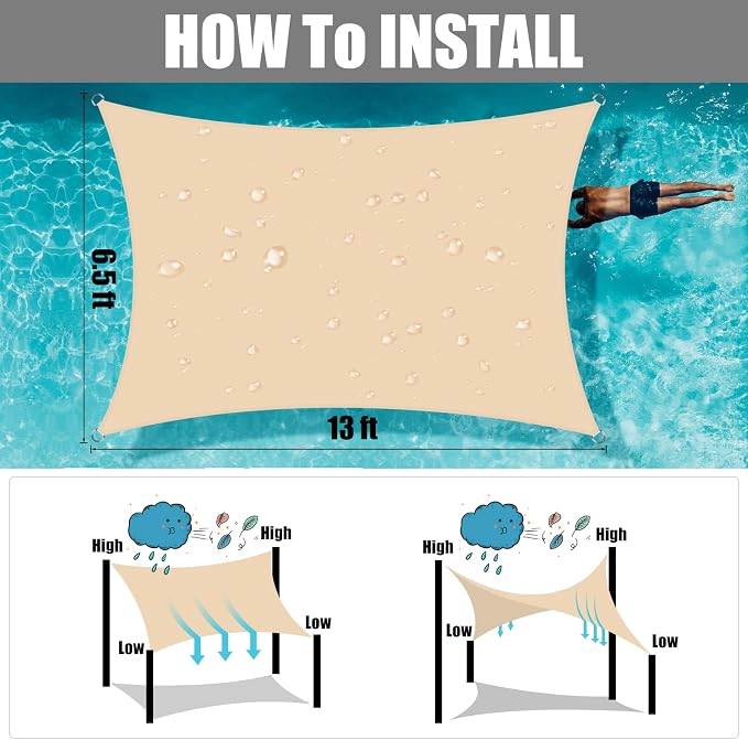 Neween Waterproof Sun Shade Sail Rectangle UV Block Canopy - Image 5
