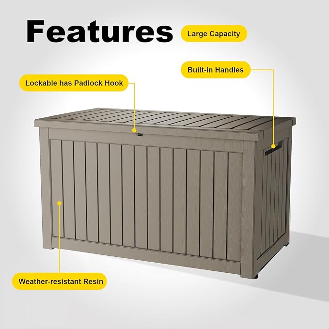 DRATO 280 Gallon Deck Boxes Outdoor Waterproof, Lockable Outdoor Storage Box - Image 5
