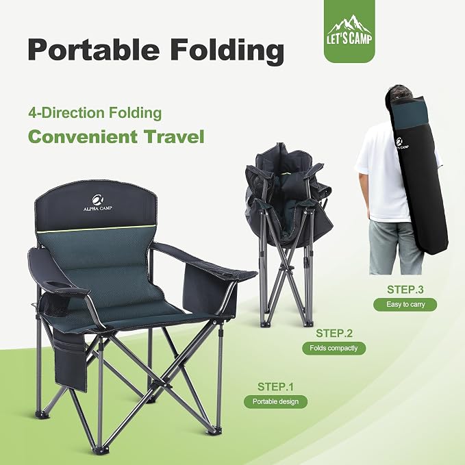 LET'S CAMP Oversized Folding Camping Chair Portable Outdoor Heavy Duty | - Image 9