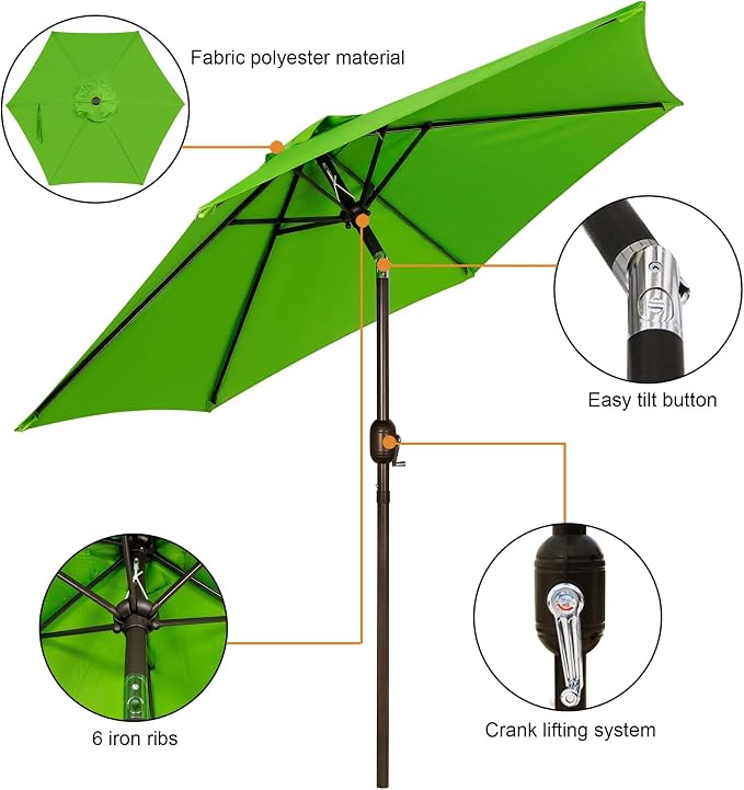 7.5 ft Patio Umbrella, Yard Umbrella, Outdoor Market Umbrella - Image 2