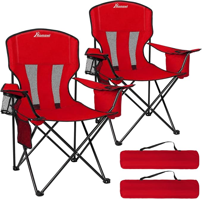 Camping Chairs for Adults 2 Pack, Folding Chair by Romswi
