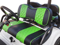 Huskey Golf Cart Front Seat Covers for Club Car Precedent 2004+ Models, Custom Fit, Black/Lime Green Diamond Stitching, Marine Grade Vinyl, Staple On