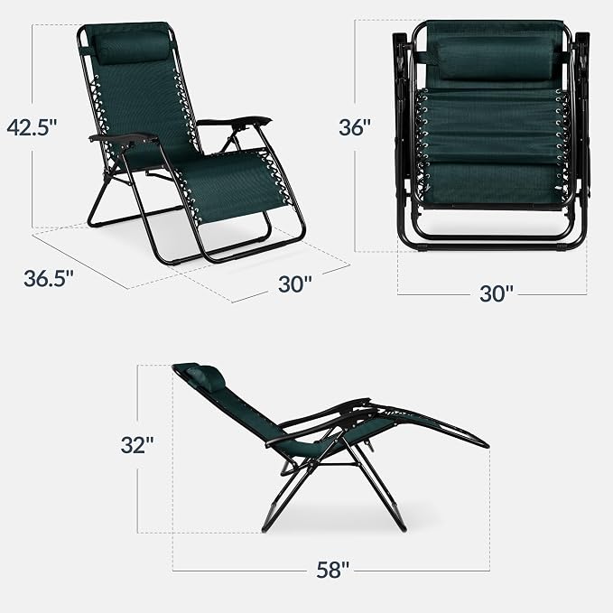 Best Choice Products Set of 2 Extra Wide Adjustable Steel Mesh Zero Gravity - Image 3