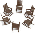 SERWALL Outdoor Rocking Chair Set of 6, Oversized HDPE Rocker, All Weather by SERWALL