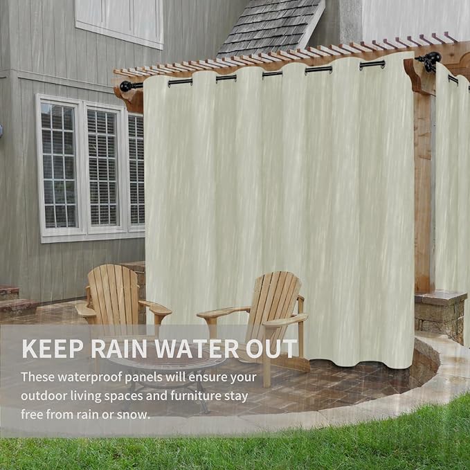 Easy-Going 100% Waterproof Outdoor Curtains 110x96 inch, Gazebo and Pergola 1 - Image 4
