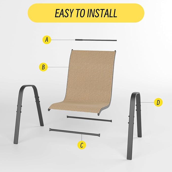 Patio Chairs Set of 8, Stackable Outdoor Dining Chairs Set - Image 9