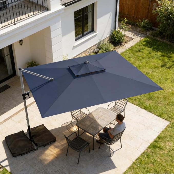 Patio Umbrella, Rectangle Outdoor Cantilever Umbrella, Aluminum Offset Umbrella - Image 3