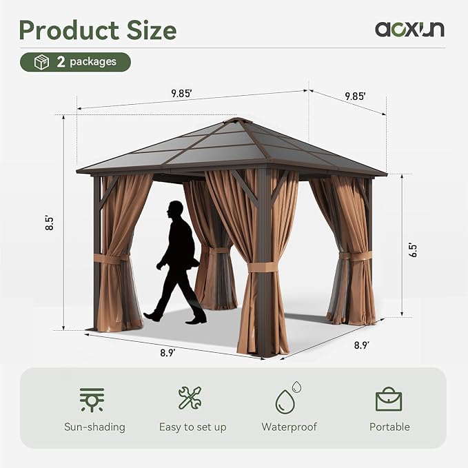 Aoxun 10'x10' Hardtop Gazebo - Image 2