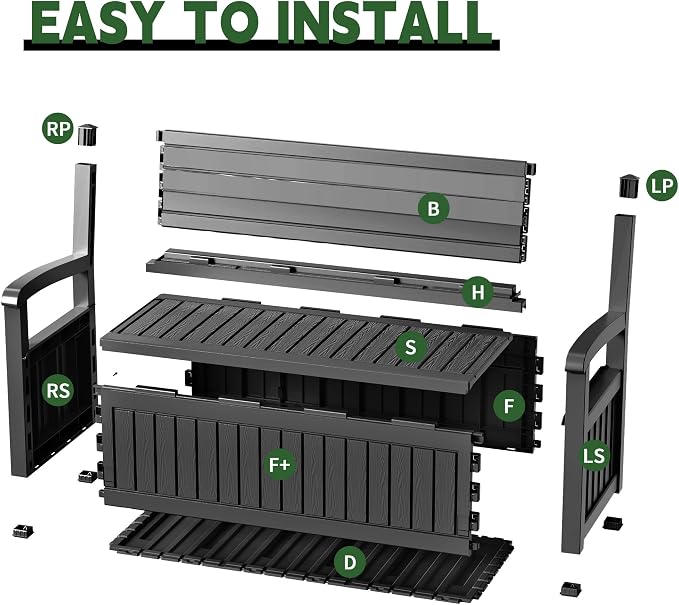 80 Gallon Outdoor Storage Bench, Waterproof Resin Deck Box - Image 7