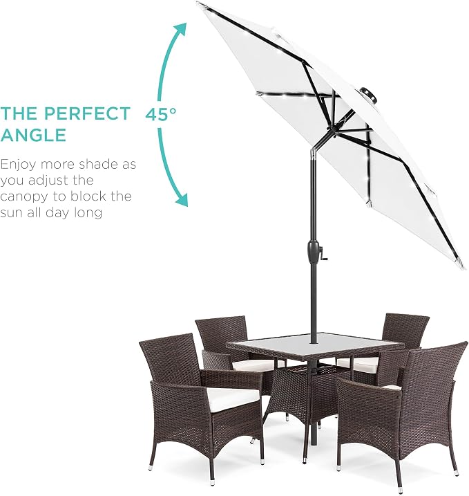 Best Choice Products 7.5ft Solar Umbrella LED Lighted Patio Umbrella, Table - Image 2