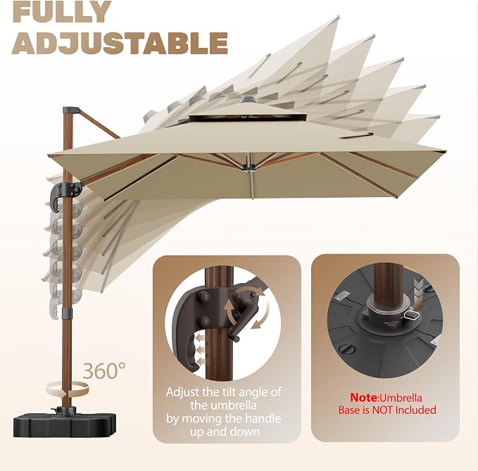 10x13FT Cantilever Outdoor Patio Umbrellas - Image 7