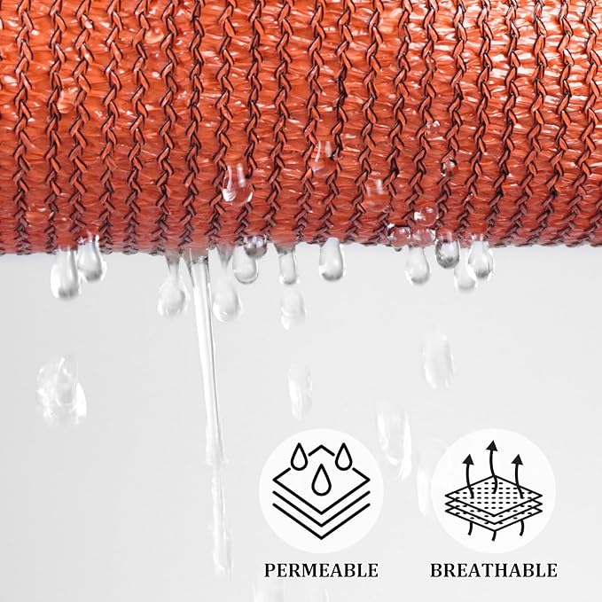 Shade&Beyond Rectangle Sun Shade Sail 08'X10' Permeable Canopy Rust Red - Image 3