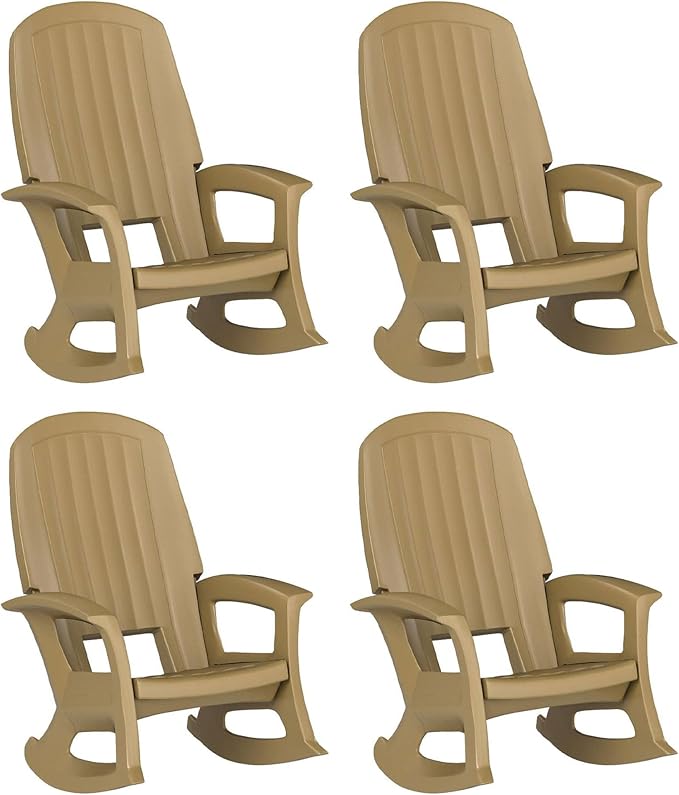 Rockaway Heavy Duty All Weather Rocking Chair, 4 Pack | Polyethylene Outdoor by Semco