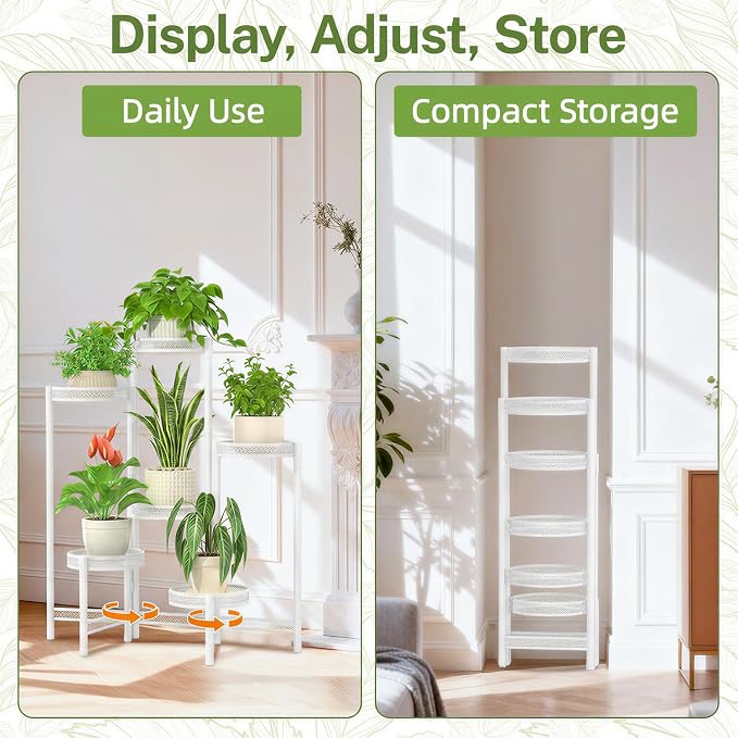 iDavosic.ly Plant Stand Indoor Outdoor, 6 Tier Iron Corner Shelf, Folding Multi - Image 9