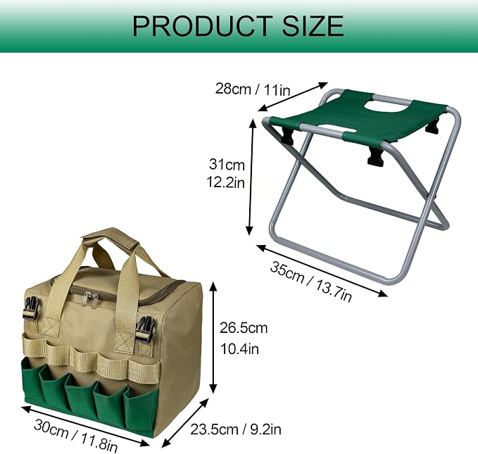 Folding Gardening Stool with Detachable Storage Tote Bag, Portable Garden Seat - Image 3