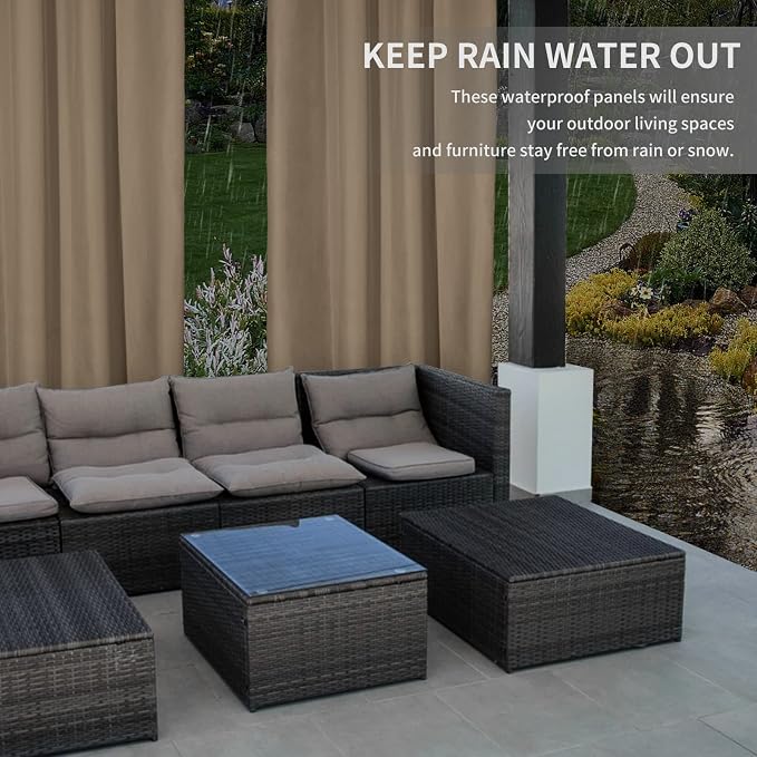 Easy-Going 100% Waterproof Outdoor Curtains 54x84 inch, Sand | Windproof - Image 4