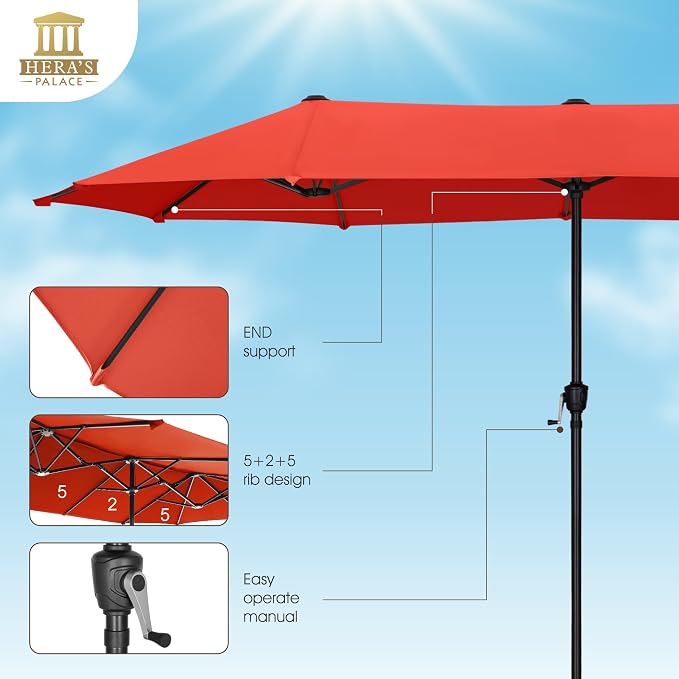 13 ft Large Double-Sided Patio Umbrella, Outdoor Umbrella, Market Umbrella - Image 3