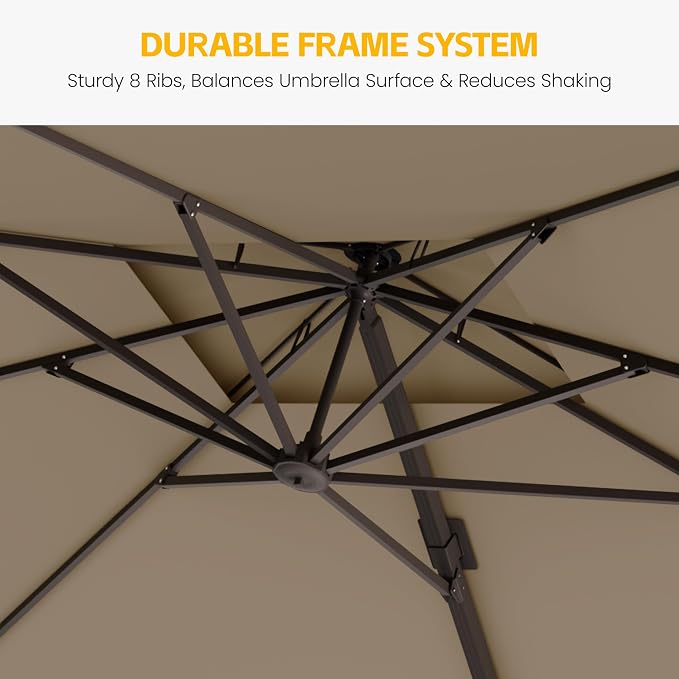 10x13 FT Patio Cantilever Umbrella, Rectangular Heavy Duty Offset Umbrella - Image 4